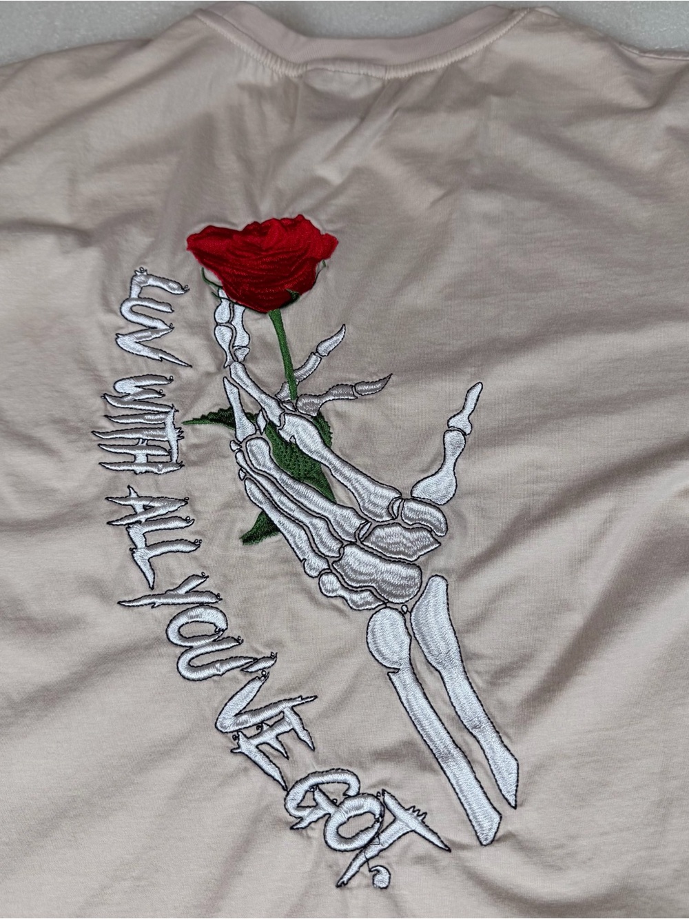 Rare Skeleton Hand Holding Rose T Shirt From Luv Story Bar Brooklyn I Luv You